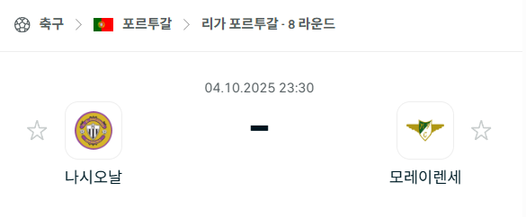 [포르투갈 프리메이라리가] 2025년10월4일 나시오날 vs 모레이렌세 분석 중계