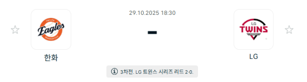 [KBO 프로야구] 2025년10월29일 한화 이글스 vs LG 트윈스 분석 중계