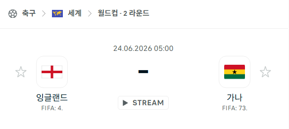 [북중미 월드컵] 6월24일 잉글랜드 vs 가나 분석 중계